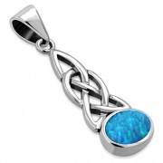 Synthetic Opal Celtic Knot Silver Pendant, p595